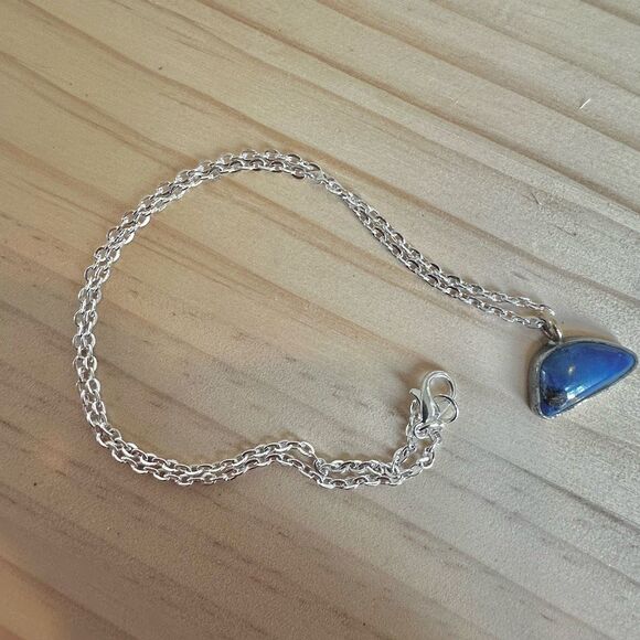 Sterling Silver & Lapis Lazuli Pendant Necklace with  Gold Bail - Picture 6 of 9